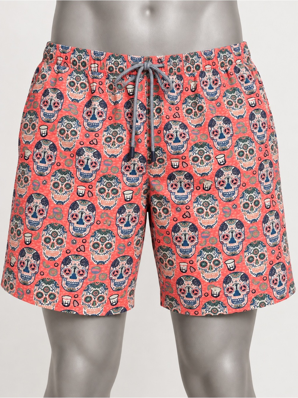 Men’s Medium Sugar Skull Swim Trunks Coral Day of the Dead Board Shorts NWT